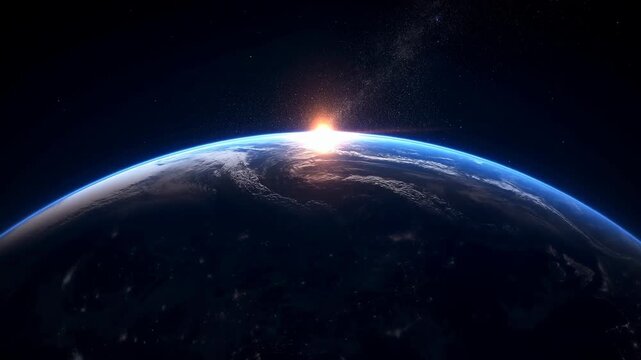 Spectacular sunrise over planet earth from space