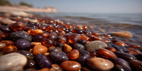 Obraz premium Sea stones and water with a blurred background