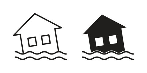 House flood icons logo design, Pictogram Icons