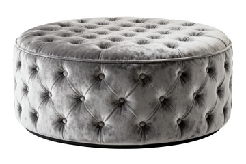 Upholstered Tufted Round Ottoman with Tufted Design