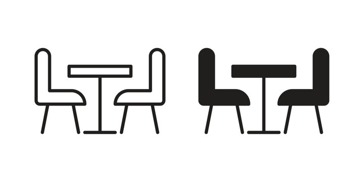 Dinner table icons on white background. Line vector sign, symbol for web and mobile