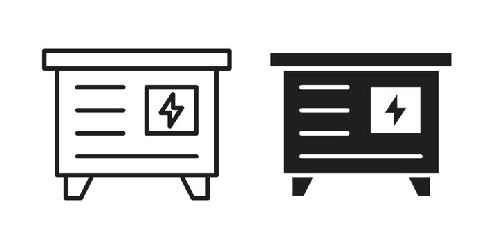 Electric generator icons on white background. Line vector sign, symbol for web and mobile
