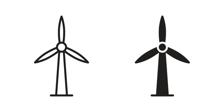 Eolic energy icons on white background. Line vector sign, symbol for web and mobile