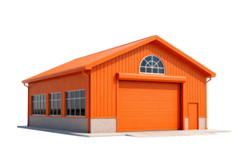 Orange Industrial Garage with Roll-up Door