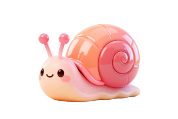 Cute Pink Cartoon Snail Character