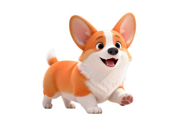 Adorable 3D Corgi Puppy Character Illustration