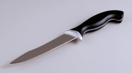Obraz premium Modern ergonomic knife with sleek black plastic handle for culinary use