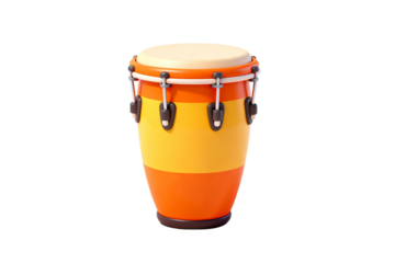 Vibrant Orange and Yellow Conga Drum with White Head