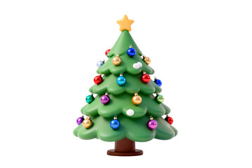 Obraz premium 3D Cartoon Christmas Tree with Ornaments