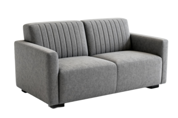 Gray Fabric Two-Seater Sofa with Vertical Stripes