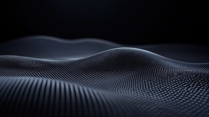 Abstract metallic mesh structure with interwoven threads creating a dark and textured surface