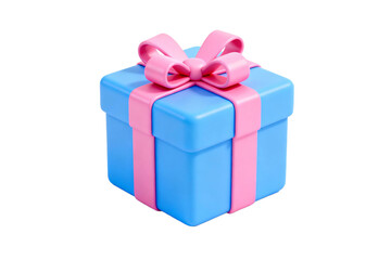 Blue Gift Box with Pink Ribbon Bow