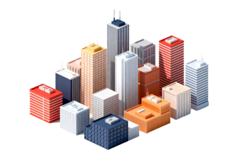 Isometric Cityscape with Various Modern Buildings