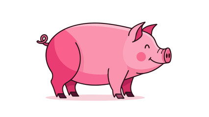 Cute Pink Pig Illustration: A Charming Cartoon Animal for Various Designs