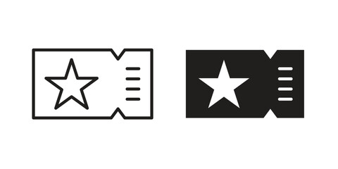 Naklejka premium Event ticket icons collection. Thin linear and black flat icons