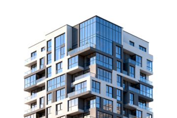 Modern High-rise Residential Building with Glass Facade
