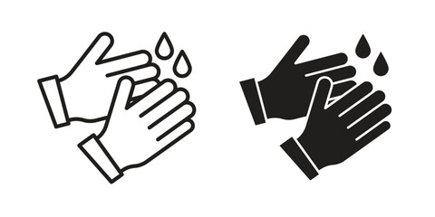 Obraz premium Handwashing icons collection. Thin linear and black flat icons