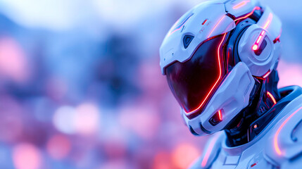 Futuristic robot analyzing digital code interface with precision and intelligence in advanced lab