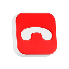 3d rendering icon call red square button