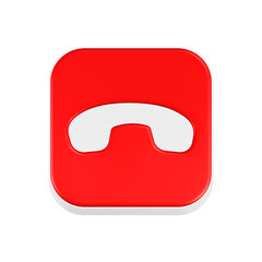 3d rendering icon call red square button