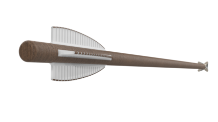 Brown wooden arrow with white fletchings and metal tip high resolution transparent png photo