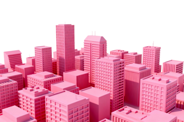 Abstract Pink 3D Cityscape of Modern Buildings