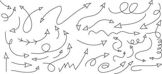 A collection of hand drawn arrows and abstract shapes