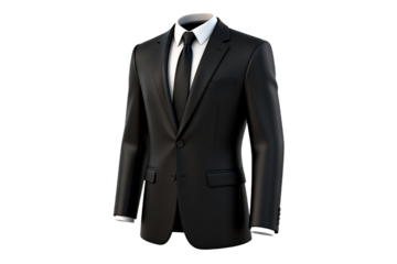 Elegant Black Formal Suit with White Shirt and Tie