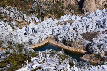 Winter wonderland, scenery in Huangshan National Park, Anhui, China
