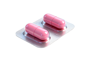 Two Pink Capsules in Blister Packaging