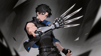 Cyber Warrior with Mechanical Blade Arm