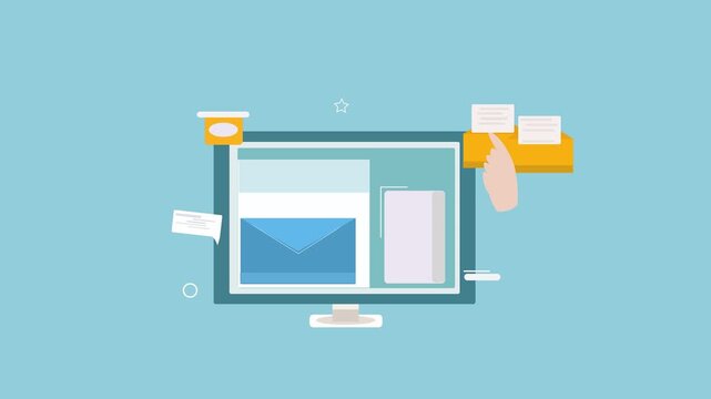 Check send mail result with digital system, check digital mail performance concept, animation clip