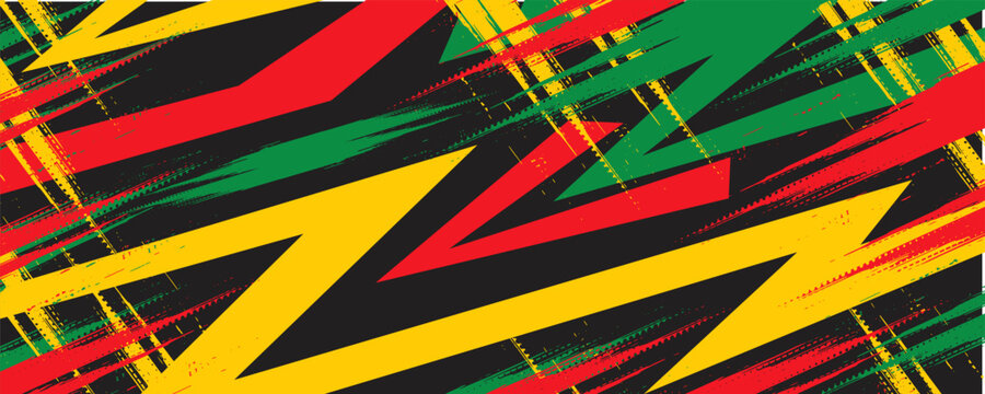 Simple background with gradient zigzag line pattern and with Jamaican color theme