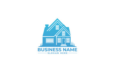 Modern and professional Company, house design , balance, flat design, vector, scalable icon, blue gradient logo , black background
