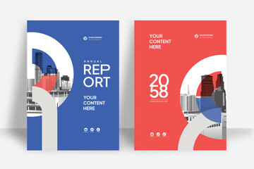 Business Report Cover Template &ndash; Blue Geometric Layout (A4)