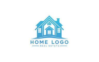 Modern and professional home logo, house design , real estate, balance, flat design, vector, scalable icon, blue gradient  logo , white background