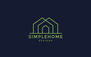 simple house silhouette or outline, modern and professional aesthetic, clean geometric lines, balanced proportions, flat design, vector style, scalable icon, green logo