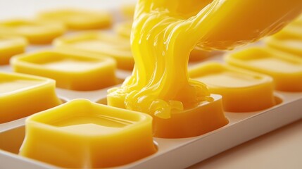 Liquid agarose gel being poured into casting trays for scientific analysis