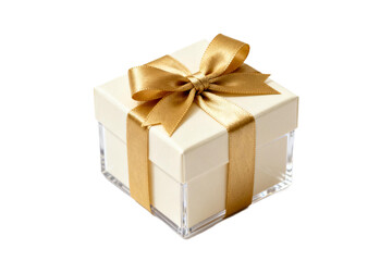 Elegant White Gift Box with Golden Ribbon Bow