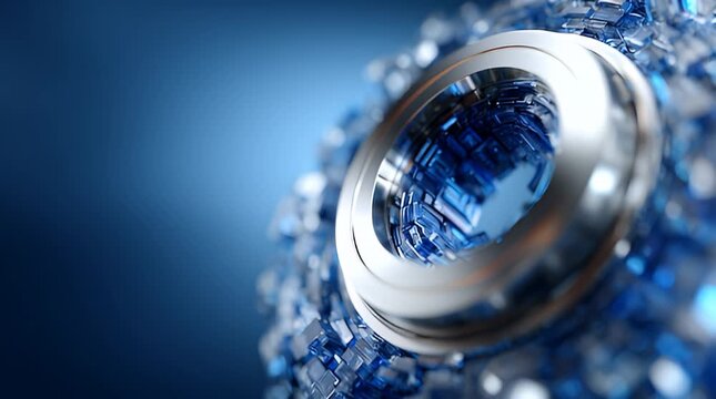 Futuristische Metallstruktur mit rotierendem Mechanismus &ndash; Hightech-Konzept