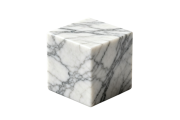Marble Cube with Natural Gray Veining