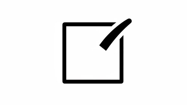 Vector black checkmark in a square box, a clean graphic symbol for completion, verification, agreement, and successful selection in modern interfaces