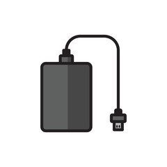 Color line icon of an external hard drive representing portable data storage, backup, and file management. Perfect for apps, websites, tech projects, and business illustrations.