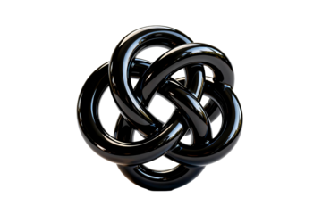 Black Shiny Knot of Intertwined Rings