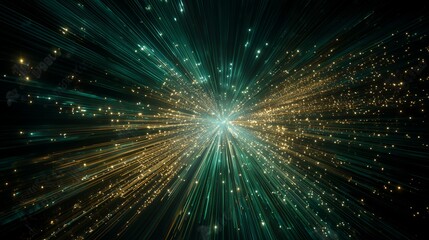 Explosive Data Distribution Visualization via Fiber Optic Highway. Ultra-Fast Information Flow, Dynamic Network Beams, and Futuristic Telecommunication Infrastructure Concept.