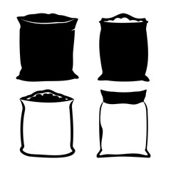Set of four vector sacks filled and empty icons graphic