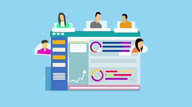 Monitoring website audience visit status, check website visit performance for business, animation clip