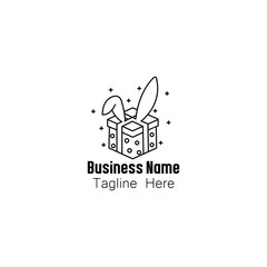Cute Bunny Ears Gift Box Line Art Logo Concept