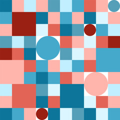 Bright background of squares and circles. Vector
