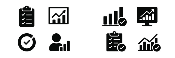 Business and Analytics Data Icons in Silhouette chart